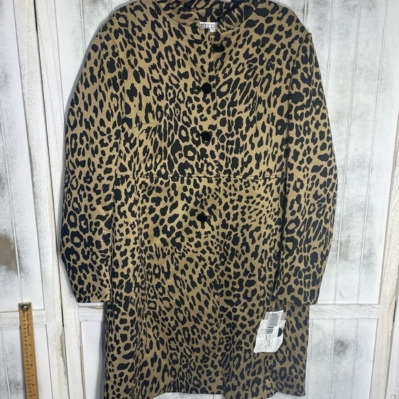 Kasper Petite Leopard Print Long line jacket coat 12P - Picture 4 of 15